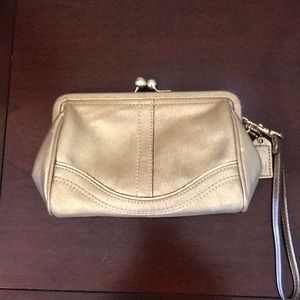 Coach gold wristlet